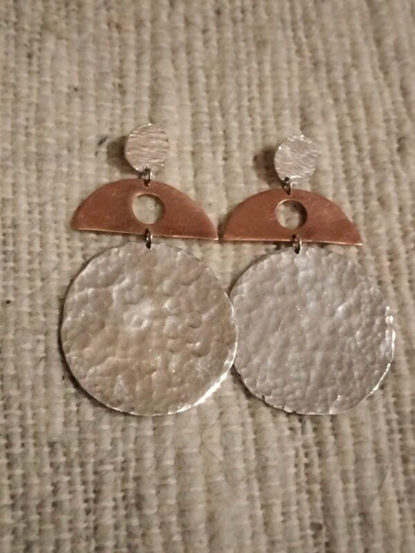 Hand-made Earrings -Copper + silver